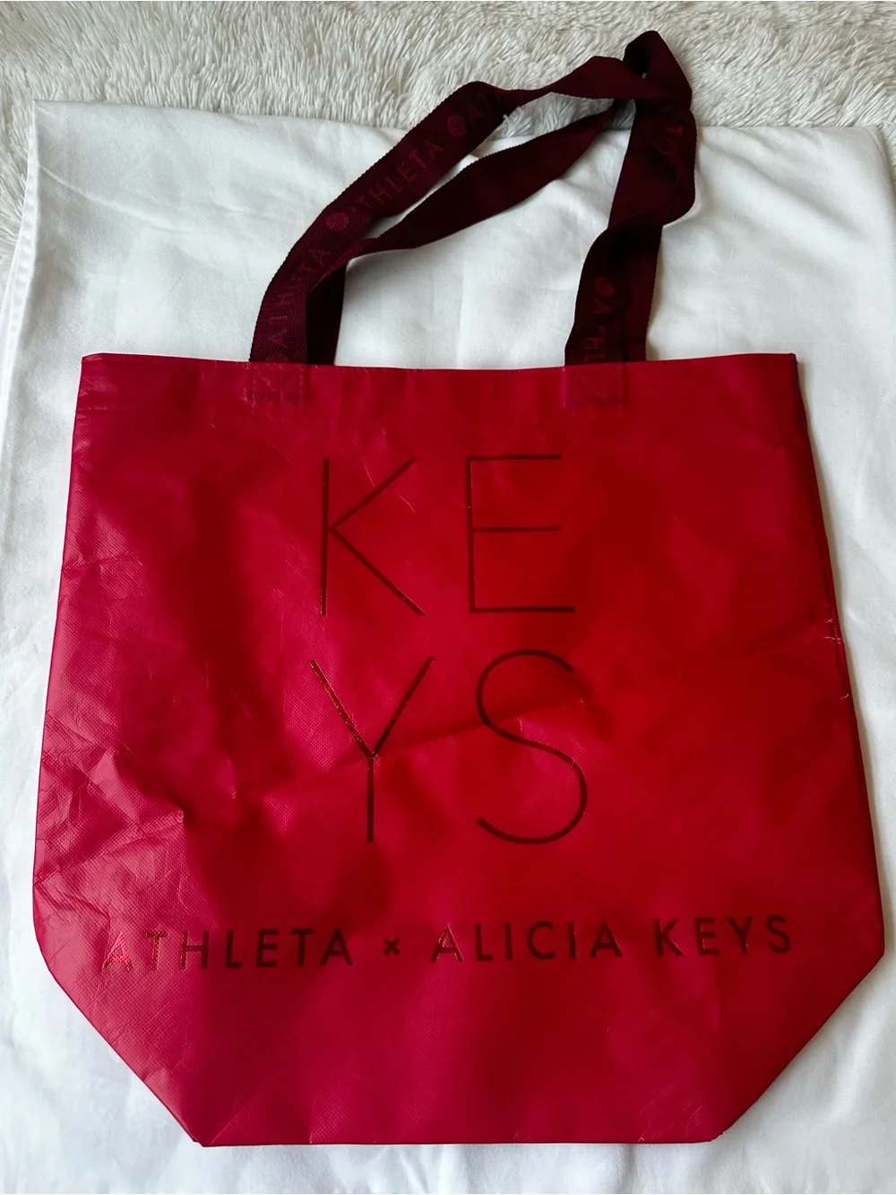 ATHLETA x ALICIA KEYS KEYS Red Reusable Shopping Tote Bag Limited Edition Large